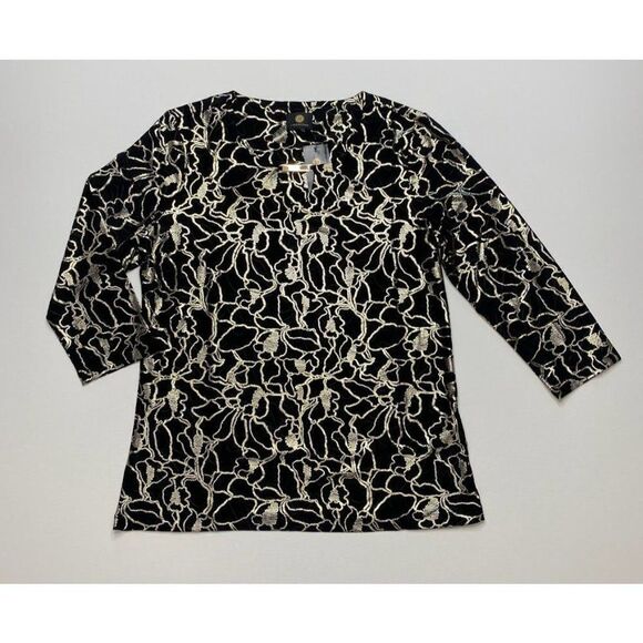 JM Collection Top Small Gold Women's Metallic Embroidered Small NEW - Picture 1 of 7